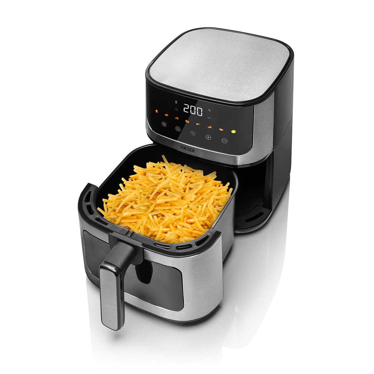 EAN 5608475032981 - Haeger AF-D47.005A freidora Sencillo 4,7 L Independiente 1200 W Freidora de aire caliente Negro, Plata imagen 2