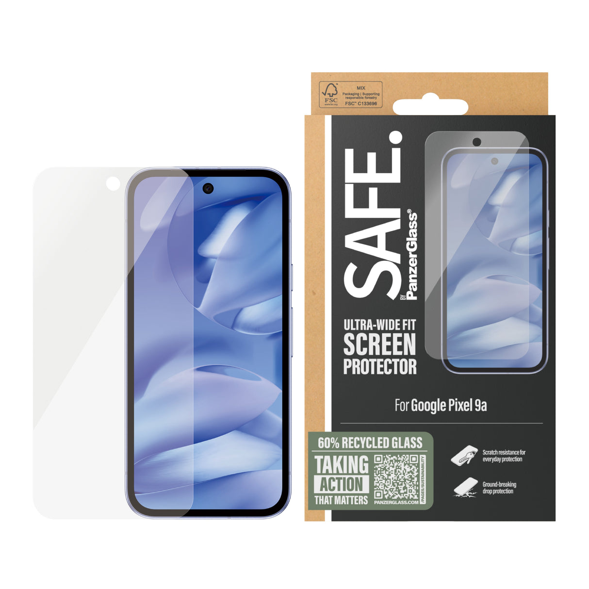 Safe Screen Protector Google Pixel 9a 5g -Ultra-Wide Fit
