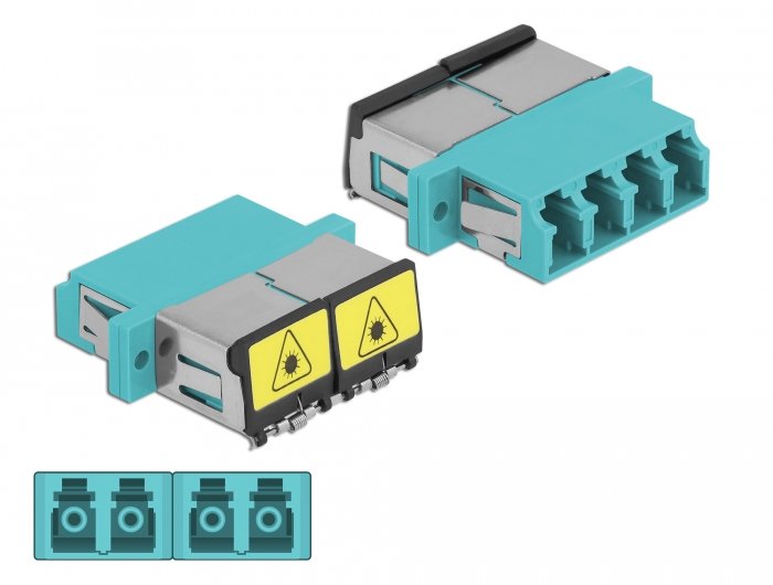 Lwl Kupplung Mit Laserschutzklappe Lc Quad Buchse Zu Lc Quad Buchse Multimode Aqua