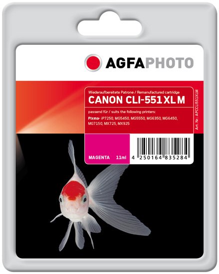 Agfaphoto Apccli551xlm Tinta Canon Cli-551 Xl Rendimiento Magenta