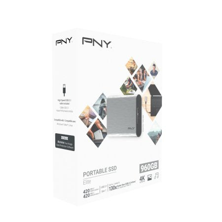 Pny Disco Duro Externo Elite Ssd 960gb Cs1050 Usb 3.0 Plata