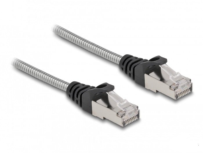 Delock 80249 Cable De Red Rj45 Cat.6a Macho A Macho S/Ftp Negro, 2 M, Con Cable Cat.7 Bruto Apto Para Uso Industrial Y En Exteriores