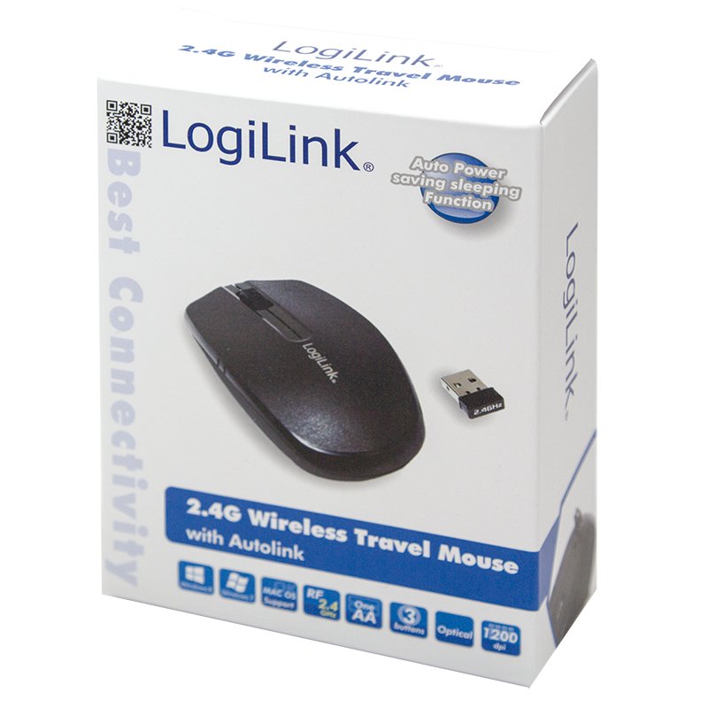 Logilink Mini Raton Optico Inalambrico 2.4 Ghz 1200 Dpi Negro