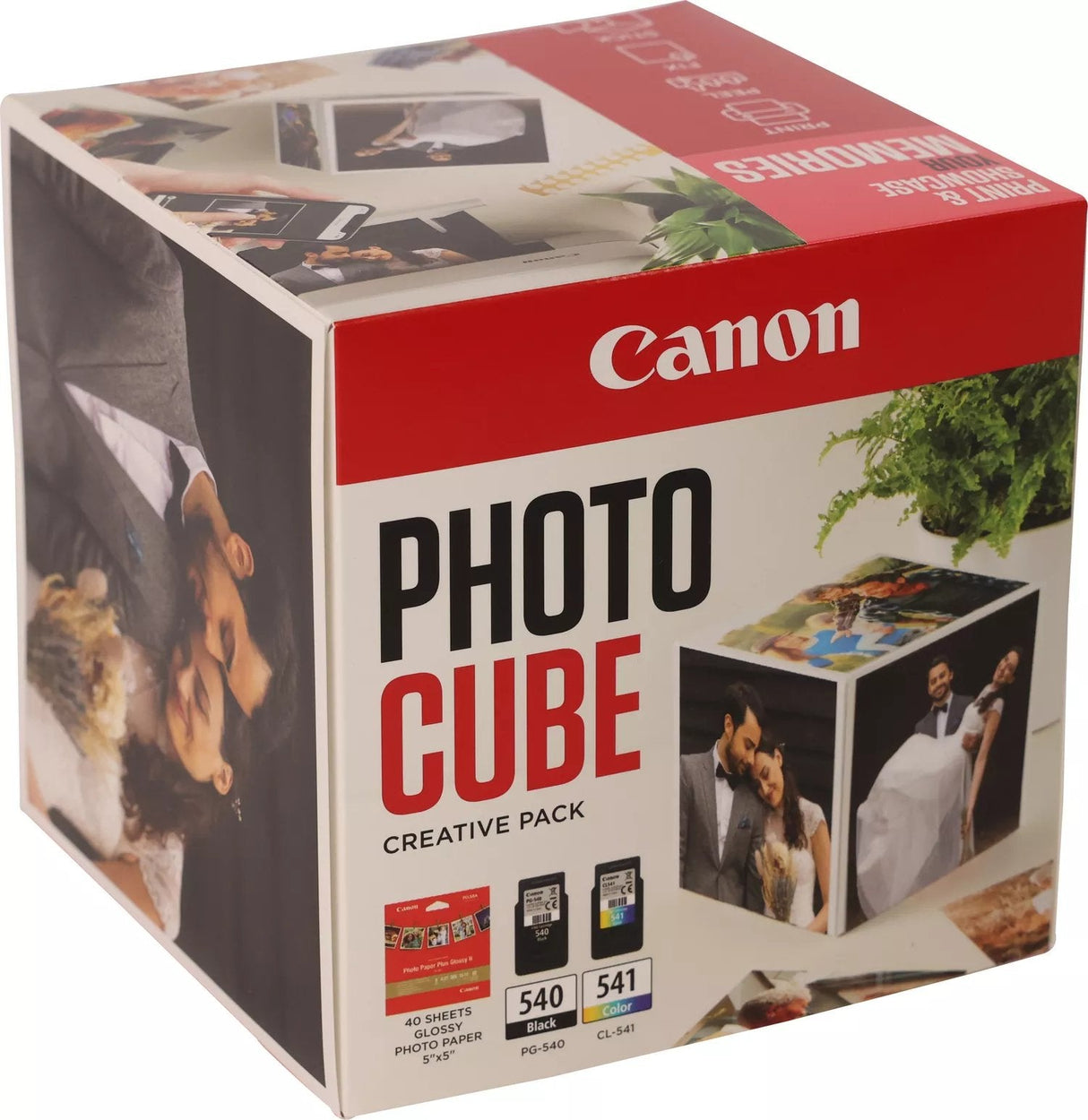 Cartucho Canon Pg 540 Cl 541 Photo Cube + Photo Paper Plus Glossy Ii 40 Hojas Pack Pink