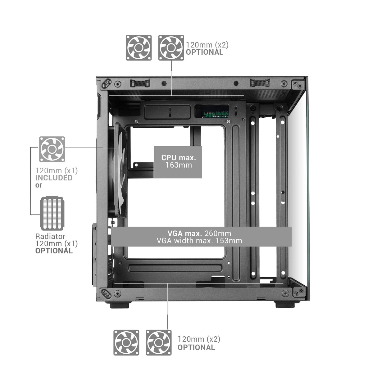 EAN 8435693114802 - Mars Gaming MC-CUBE carcasa de ordenador Mini Tower Negro imagen 6