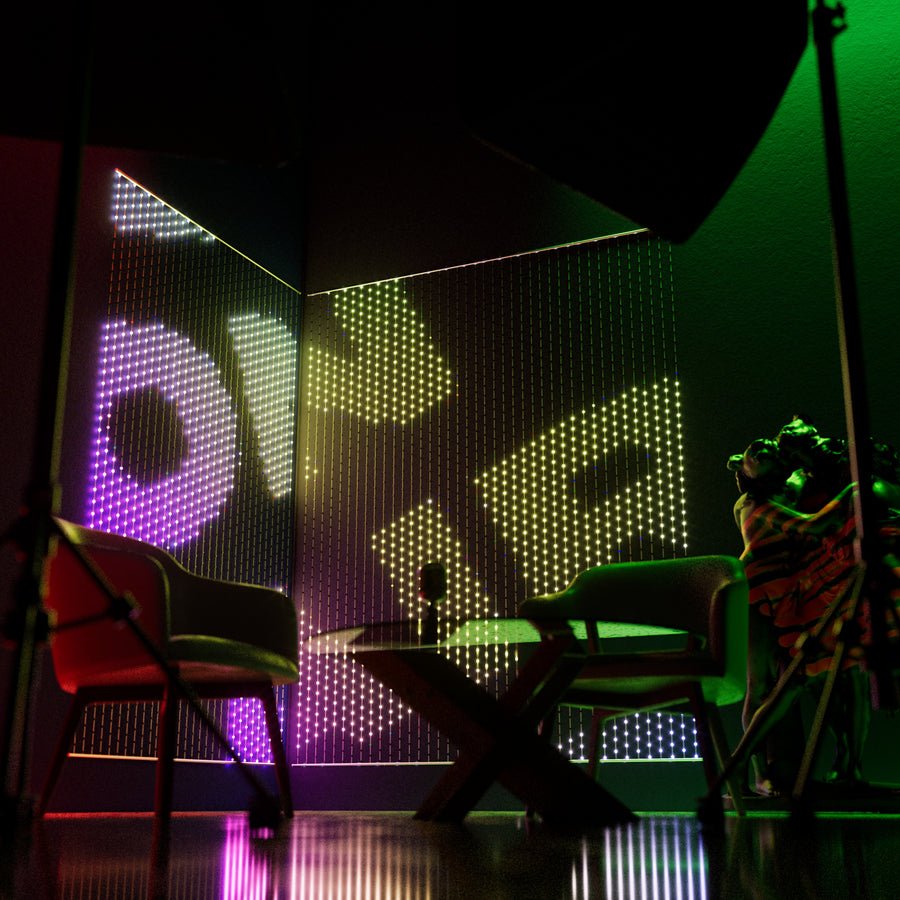 Twinkly Matrix - 480 Luces Led Rgb En Forma De Perla, Cable Transparente, Enchufe De 3,3x3,3 Pies Tipo F