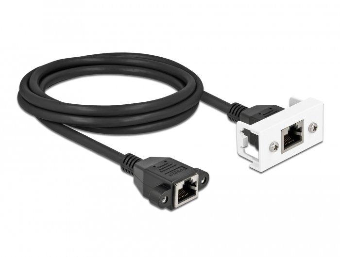 Delock Netzwerk Verlängerungscable Für Easy 45 Modul S Ftp Rj45 Buchse Zu Rj45 Buchse Cat.6a 2 M Schwarz Weiss