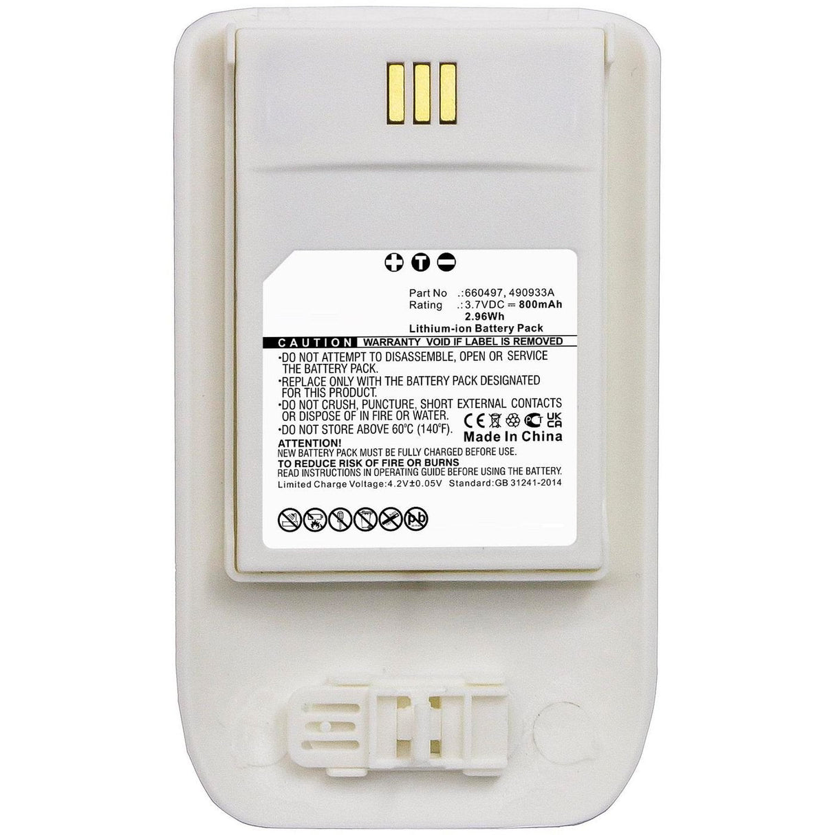 Battery 2.96wh Li-Ion 3.7v 800mah White For Mitel, Ascom