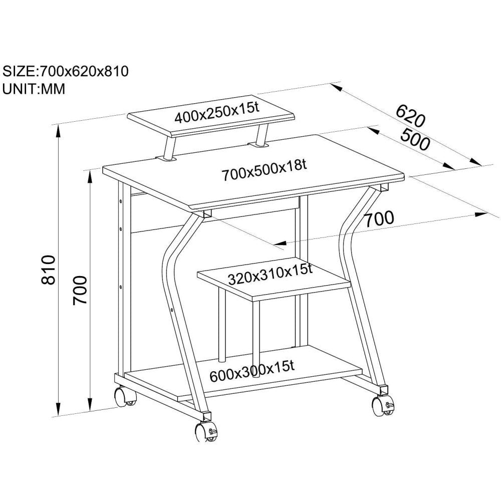 Escritorio Para Ordenador Techly 700x500 Con Extensión Haya