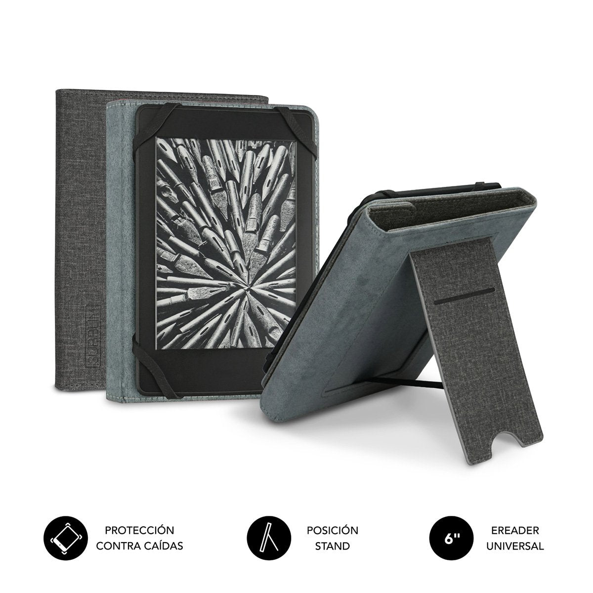 EAN 8436586741631 - SUBBLIM FUNDA EBOOK CLEVER STAND 6'' GREY funda para libro electrónico 15,2 cm (6") Gris imagen 1