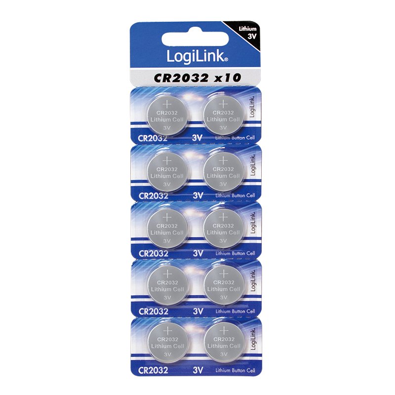 Logilink Cr2032b10 Logilink - Pila De Botón De Litio Ultra Power Cr2032, 3 V, 10 Piezas