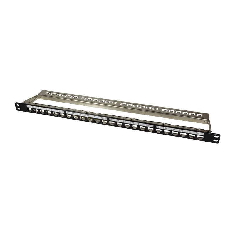 Patchpannel Keystone 24 Port 0.5 He Shielded. Negro Logilink