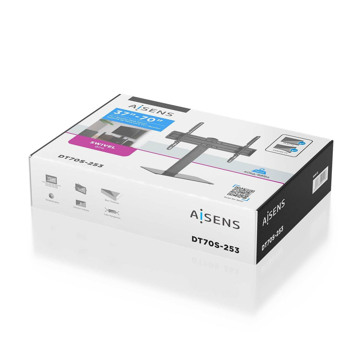 Aisens Soporte De Mesa Eco Giratorio Para Monitor/Tv 40kg De 37-70, Negro