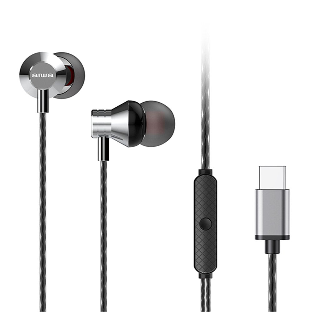 Auriculares Intrauditivos Aiwa Estm-50usb-C Sl Con Micrófono Usb Tipo-C Plata
