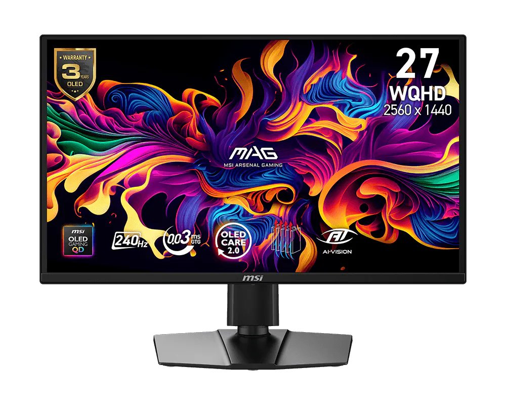 Monitor Msi Mag 272qp Qd-Oled X24 26.5" Qd-Oled Wqhd 16:9 240hz 400cd M2 0.03ms 2xhdmi Dp Usb Type-C