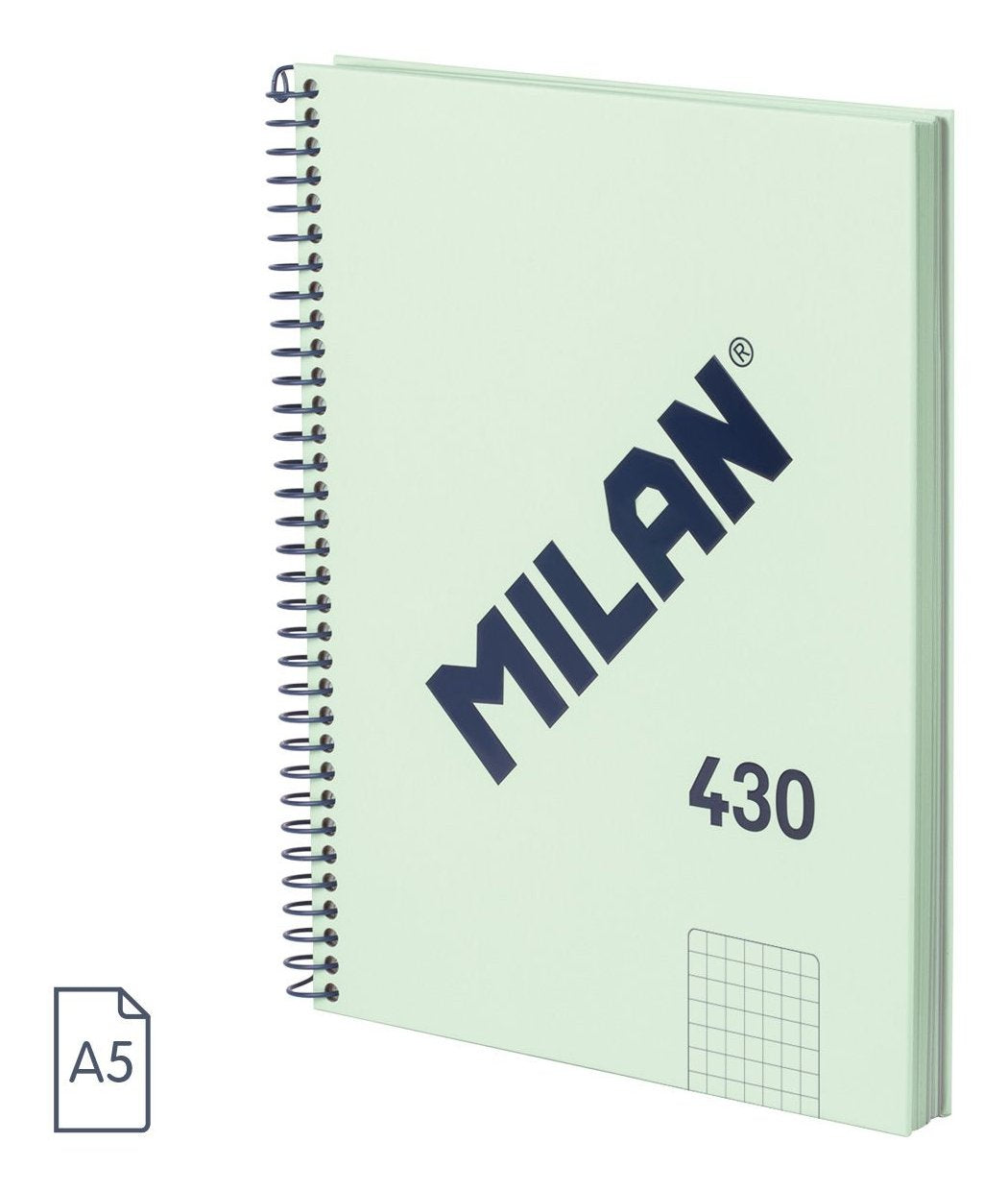 Milan Serie 1918 Cuaderno Espiral Formato A5 Cuadricula 5x5mm - 80 Hojas De 95 Gr/M2 - Microperforado, 2 Taladros -