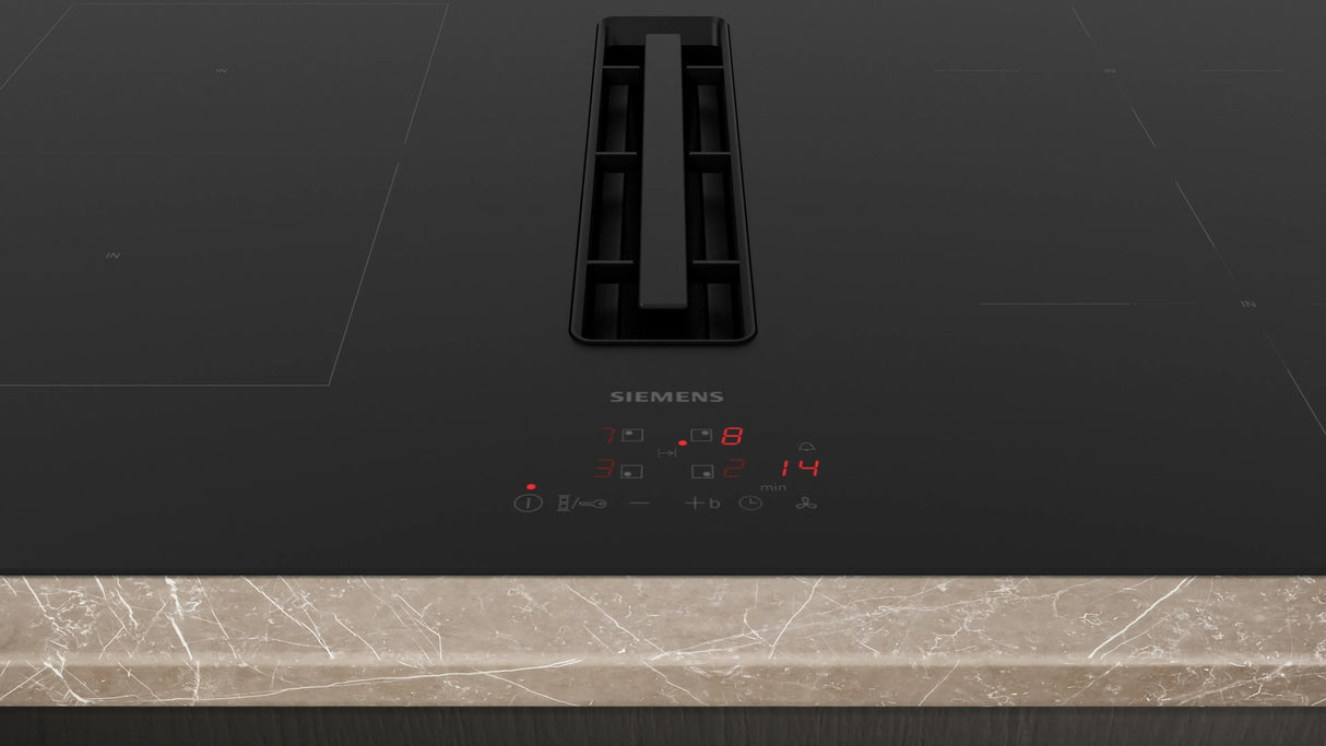Siemens Ed811bs16e Iq300, Placa De Cocina Independiente Negro, 80 Cm, Con Campana Extractora Integrada Ed811bs16e