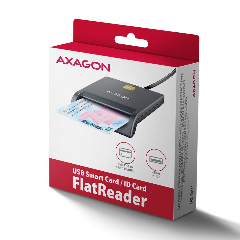 EAN 8595247908278 - Axagon CRE-SM3T USB Smart card Flat lector de tarjeta inteligente Interior USB 2.0 Negro imagen 7