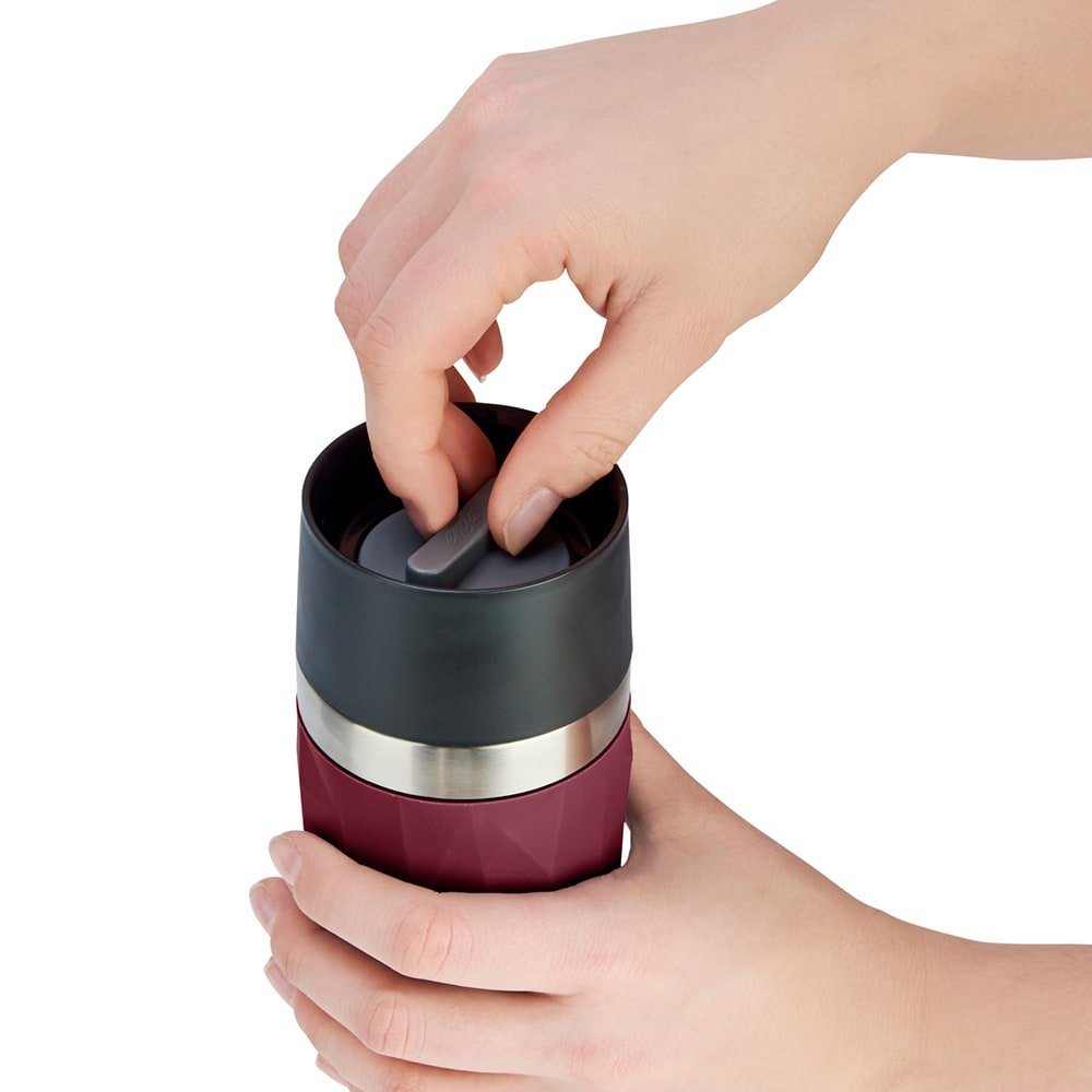Emsa Travel Mug Taza Térmica Compacta 0,3 Litros Rojo Vino, Tapón De Rosca N2160900