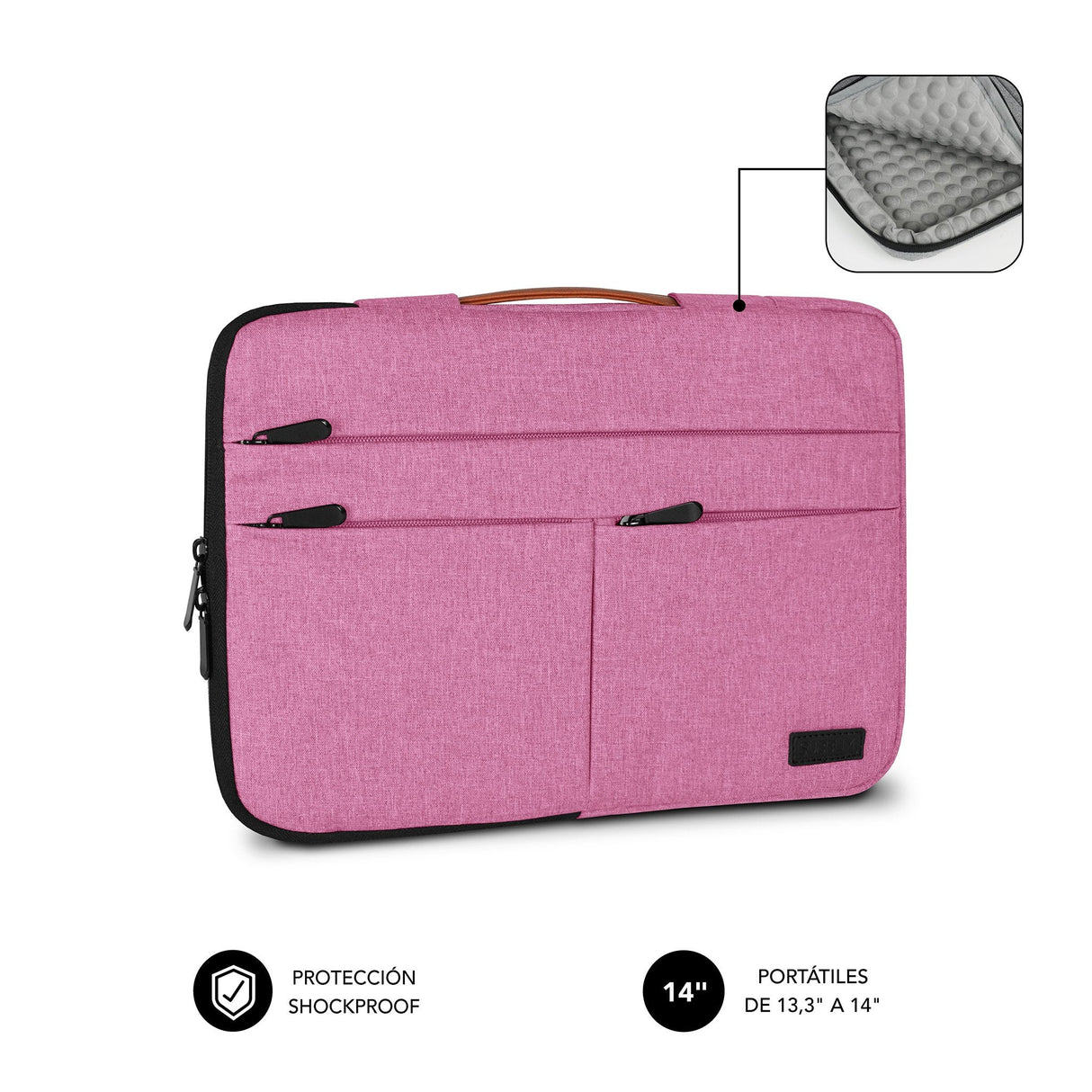 Funda Subblim Air Padding 360 Sleeve Para Portátiles Hasta 14' Rosa