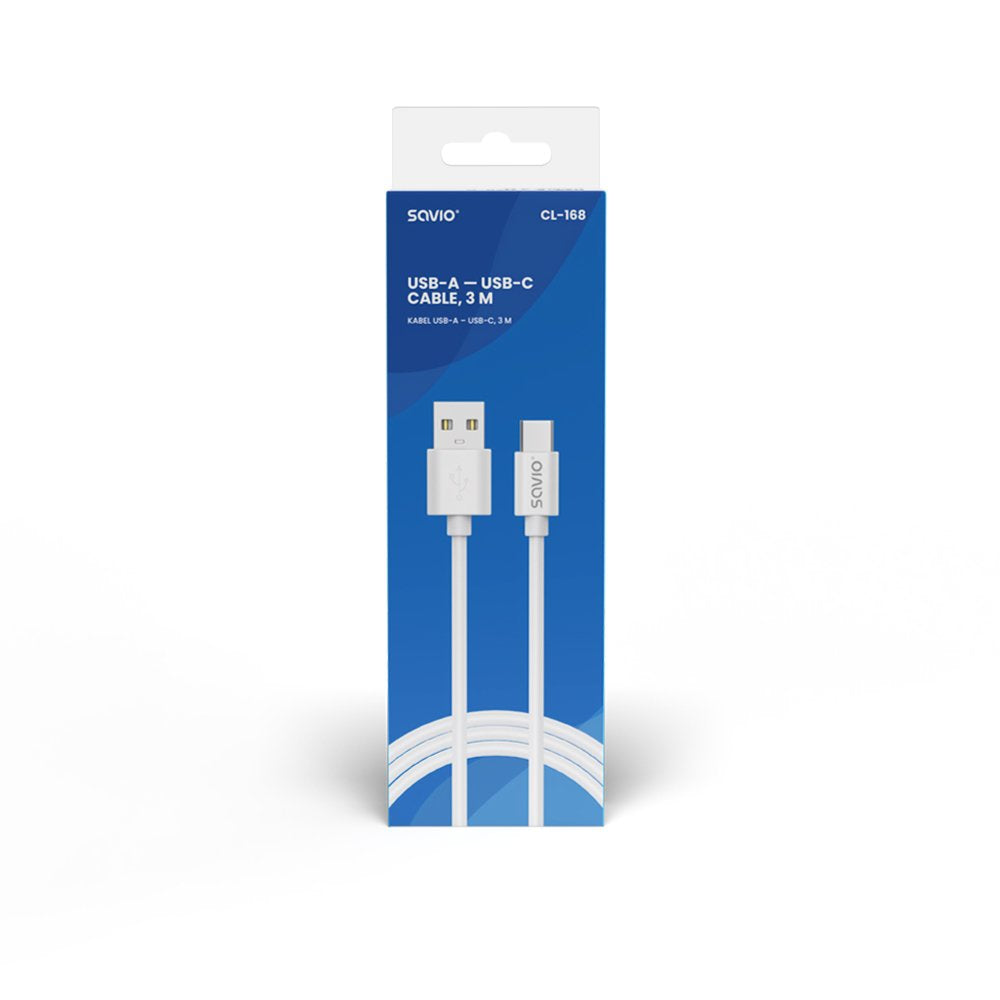 EAN 5901986047490 - Savio USB cable 2 m USB 2.0 USB A - USB C White CL-168 cable USB 3 m Blanco imagen 2