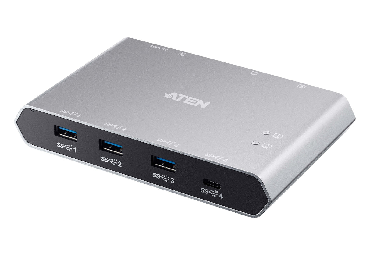 Switch Compartido Aten Us3342 De 2 Puertos Usb 3.2 Usb-C Gen 2 Con Paso De Alimentación