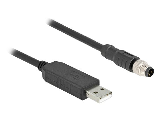 Delock M8 A-Kodiert 3 Pin Serielles Cable De Conexión Con Ftdi Chipset, Usb 2.0 Tipo A Conector Macho A M8 Rs-232 Conector Macho 1,8 M Negro