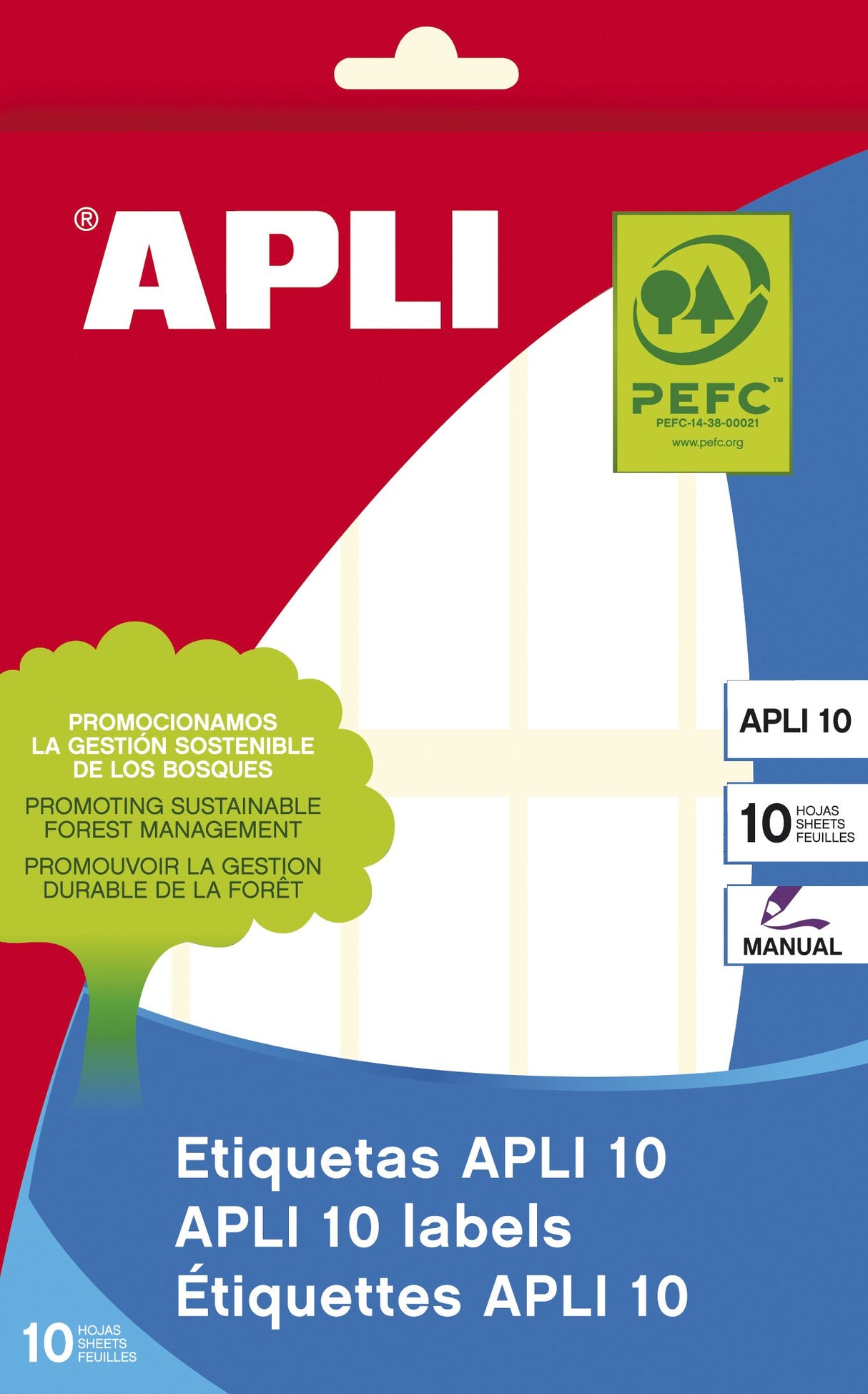 EAN 8410782016434 - APLI 01643 etiqueta autoadhesiva Rectángulo Permanente Blanco 100 pieza(s) imagen 1