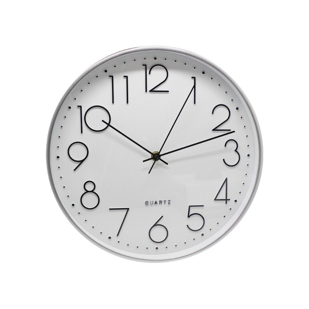 Bismark Reloj Oficina Plata - Marco Plastico - Lente De Cristal - Manecillas De Aluminio - Esfera De Pvc - Plata
