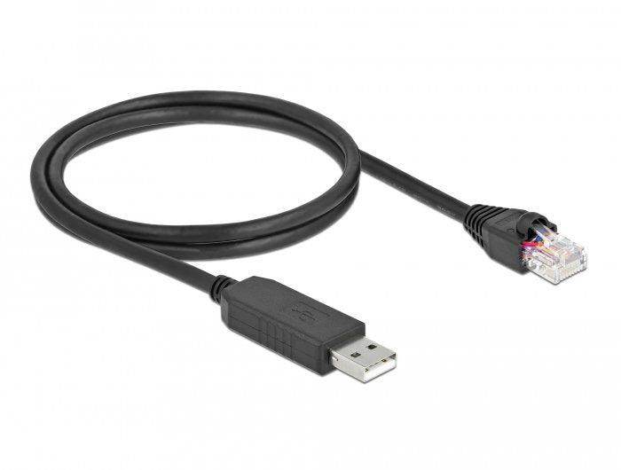 Delock Serielles Anschlusscable Mit Ftdi Chipsatz, Usb 2.0 Typ-A Stecker Zu Rs-232 Rj45 Stecker 1 M Schwarz