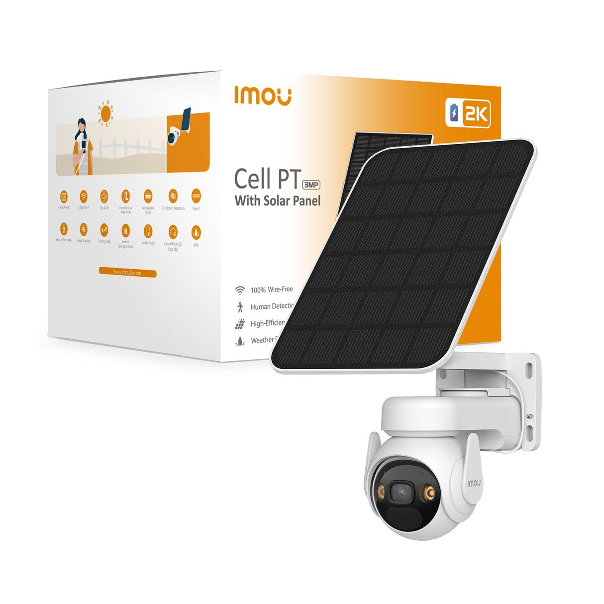 Cámara Imou Cell Pt Solar Kit Almohadilla De Seguridad Ip Exterior 2304 X 1296 Pixeles Pared