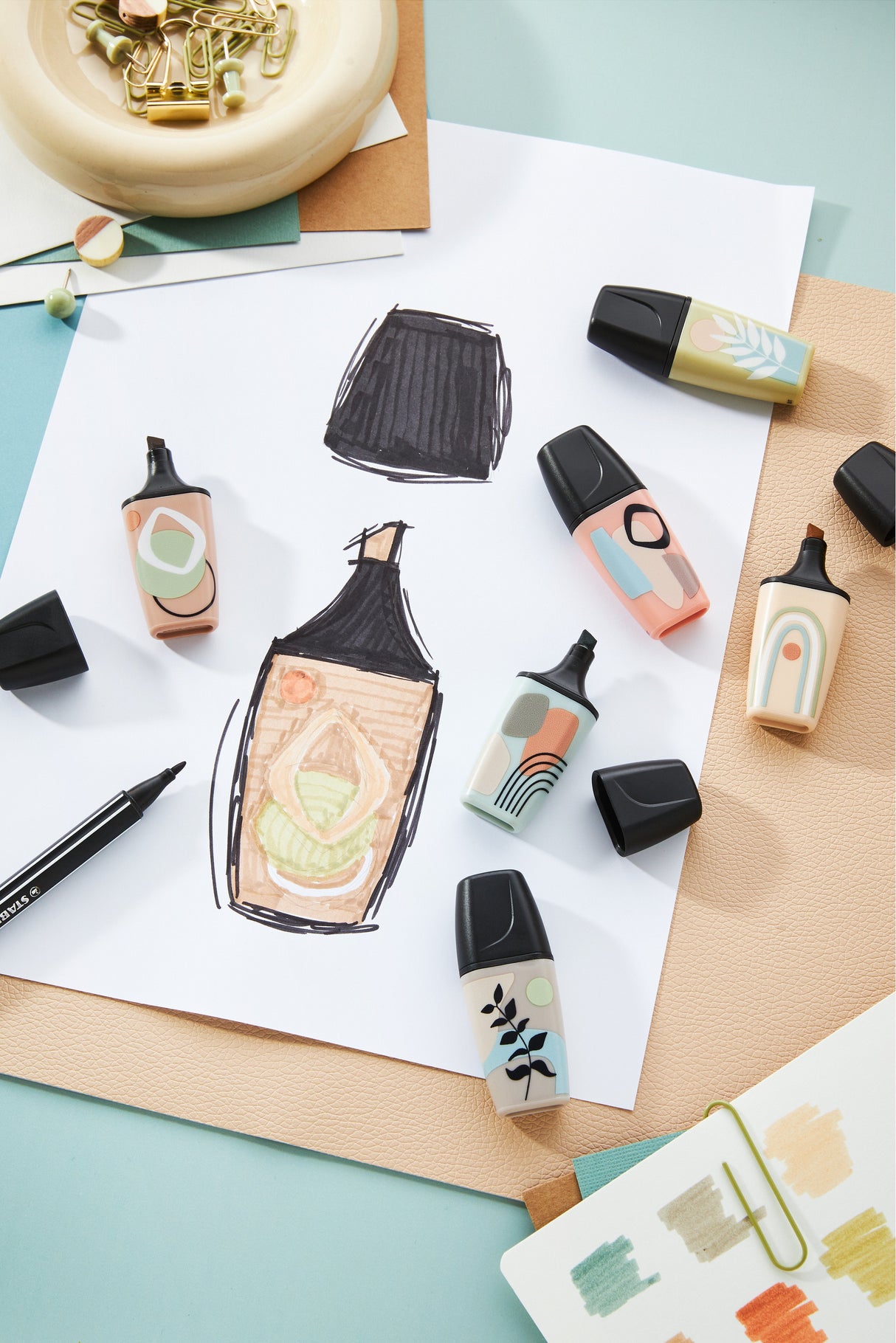 Stabilo Boss Mini Naturevibes Pack De 6 Marcadores Fluorescentes - Trazo Entre 2 Y 5mm - Tinta Con Base De Agua -