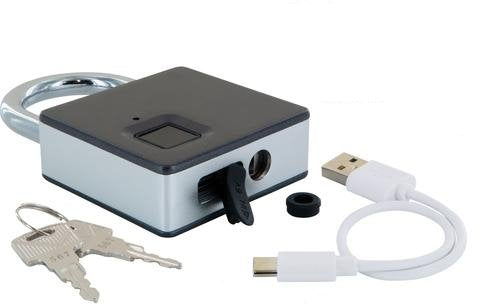 Cerradura De Huella Digital Schwaiger Con Grillete De Acero + Llave De Emergencia