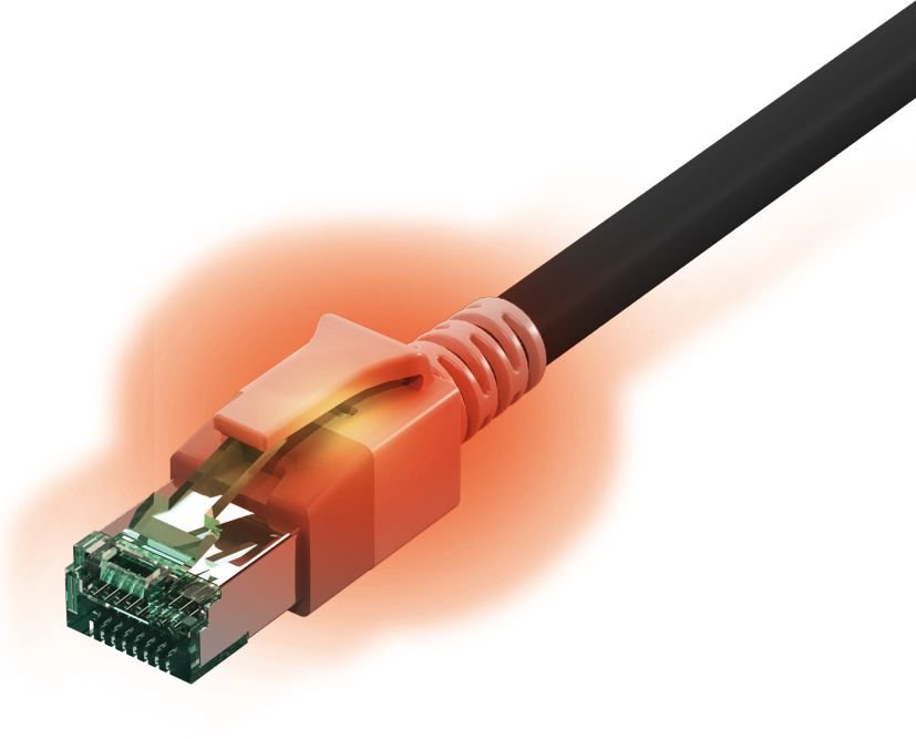 Easylan Dualboot Led Cable De Red Rj45 S Ftp Cat.6a (Class Ea), Mit Sacon Stecker, Lsoh, Schwarz, 2 M
