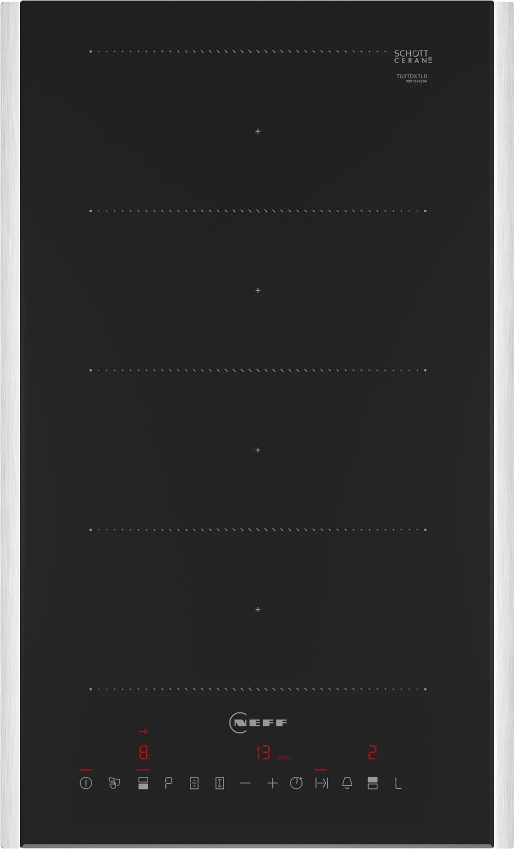 Neff T63tdx1l0 N 70, Placa De Cocción Independiente Negra/Acero Inoxidable, 30 Cm T63tdx1l0