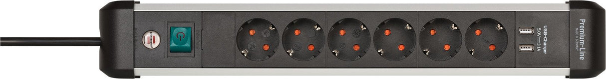 Regleta Brennenstuhl 1391030610 Base Múltiple 3 M 6 Salidas Ac Interior Negro, Plata