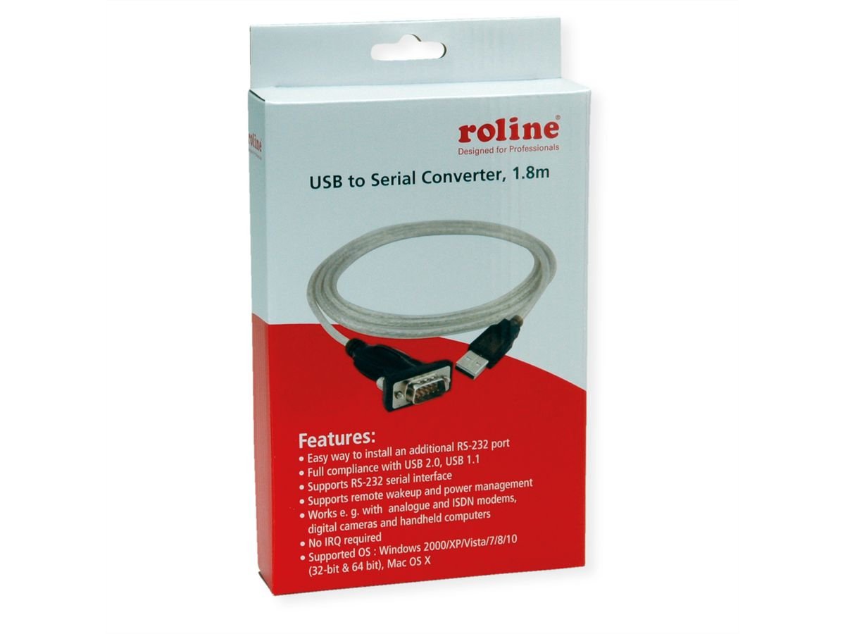 EAN 7630049619975 - ROLINE 12.02.1163 cable de serie Gris 1,8 m USB tipo A DB-9 imagen 2