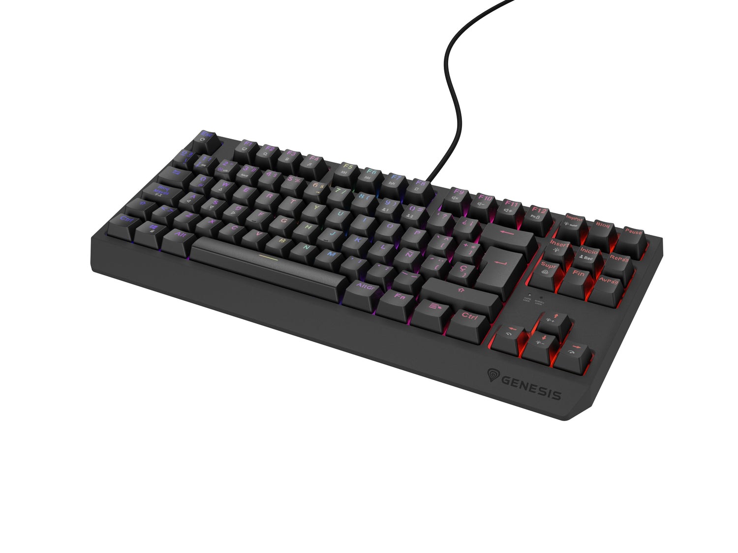 Teclado Gaming Español  Genesis Thor230 Tkl Rgb Mecanico Negro Switch Outemurojo Hot Swap