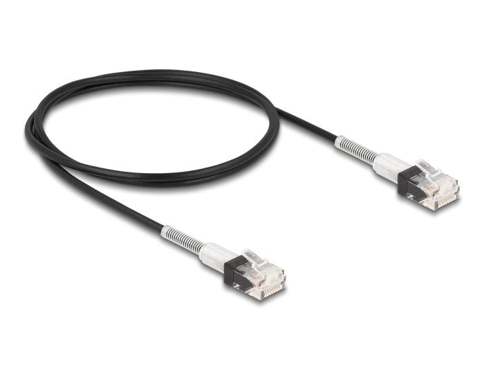 Delock 80389 Rj45 Cable De Red Con Doble Protección Contra Doblado Cat.6a Utp Slim 1 M Negro