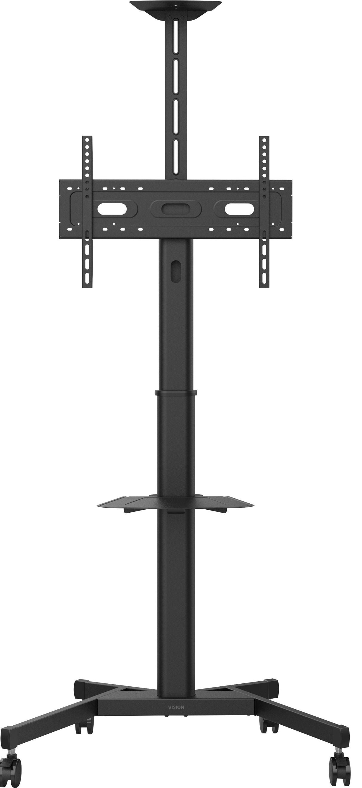 Soporte De Exhibición De Valores Vision Garantía De Por Vida Construcción De Acero El Carro Se Adapta A Pantallas De 31-80" Con Tamaños Vesa De Hasta 600 X 400 Gira De Vertical A Horizontal Ajuste De Altura Manual Que Se Puede Bloquear Para