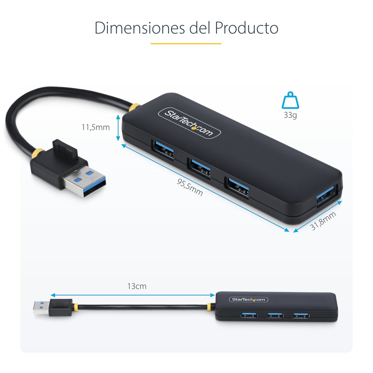 EAN 0065030912143 - StarTech.com H5A4A-USB-HUB hub de interfaz USB 3.2 Gen 1 (3.1 Gen 1) Type-A 5000 Mbit/s Negro imagen 16