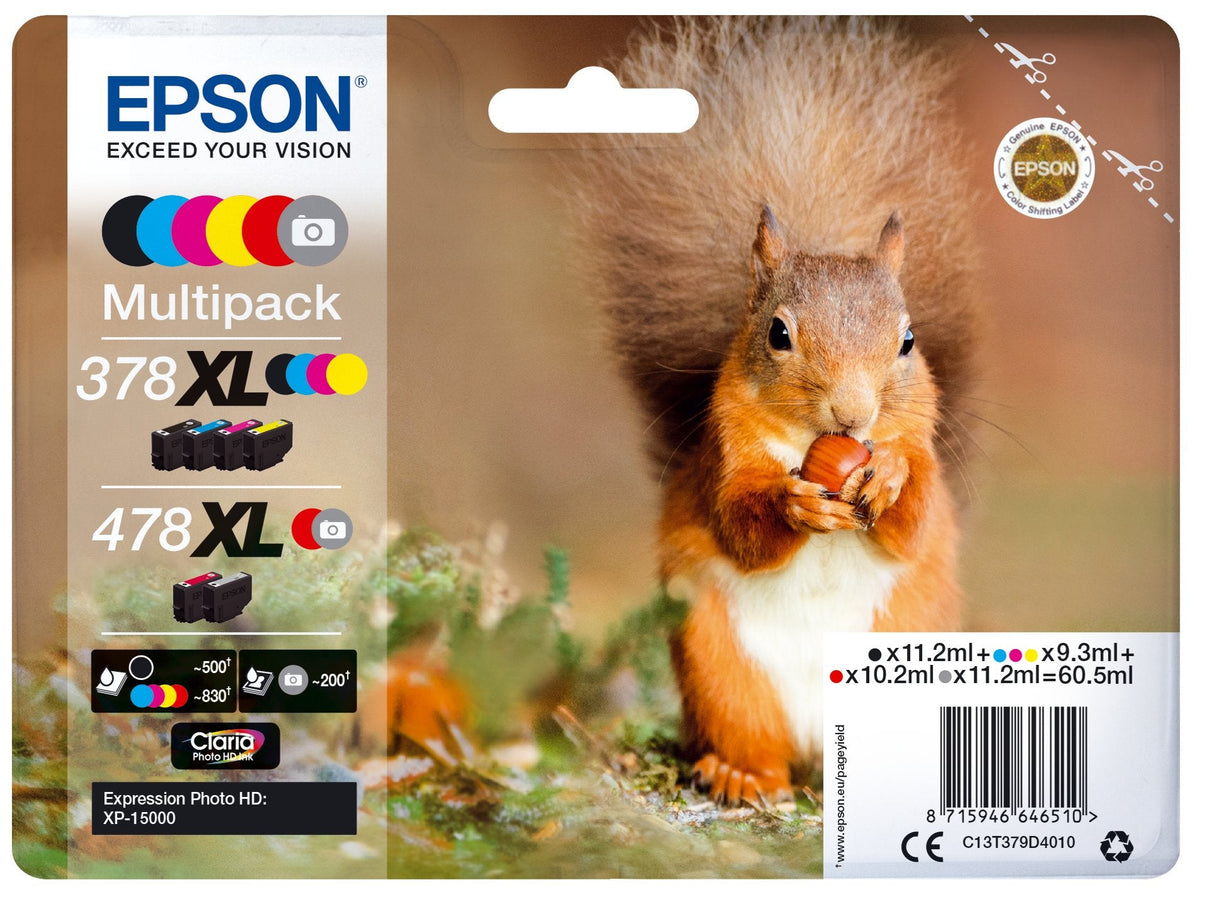 EAN 8715946646510 - Epson Squirrel 478XL cartucho de tinta 1 pieza(s) Original Alto rendimiento (XL) Negro, Cian, Magenta, Am imagen 1