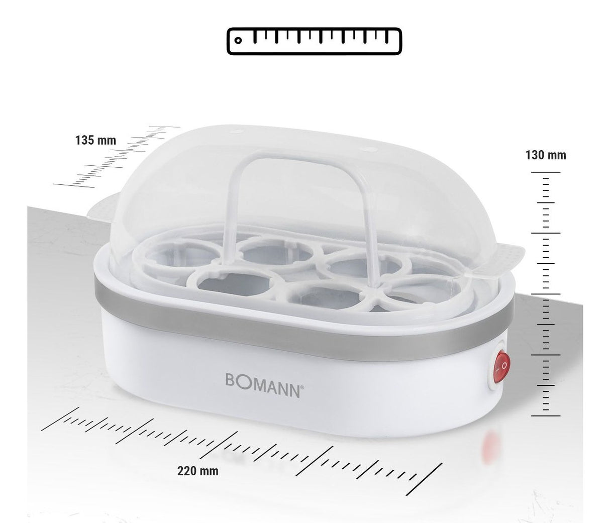 EAN 4004470616866 - Bomann EK 5022 CB 6 huevos 400 W Plata, Transparente, Blanco imagen 2