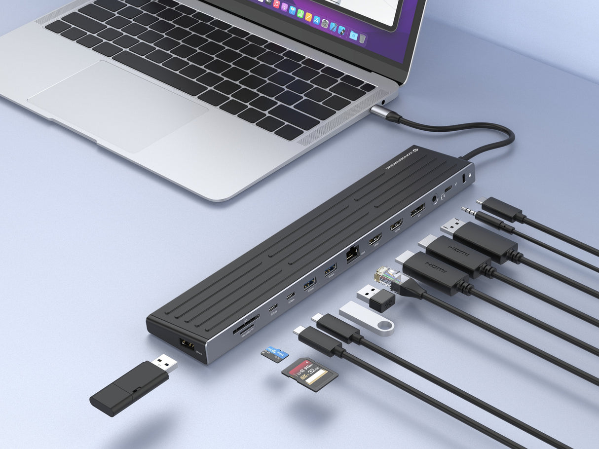 Docking Usb-C Conceptronic Donn32b A 2xhdmi 1xdp 2xusb-C Pd 100w 3xusb-A 5gb 1xsd 1xmicrosd 1xrj45