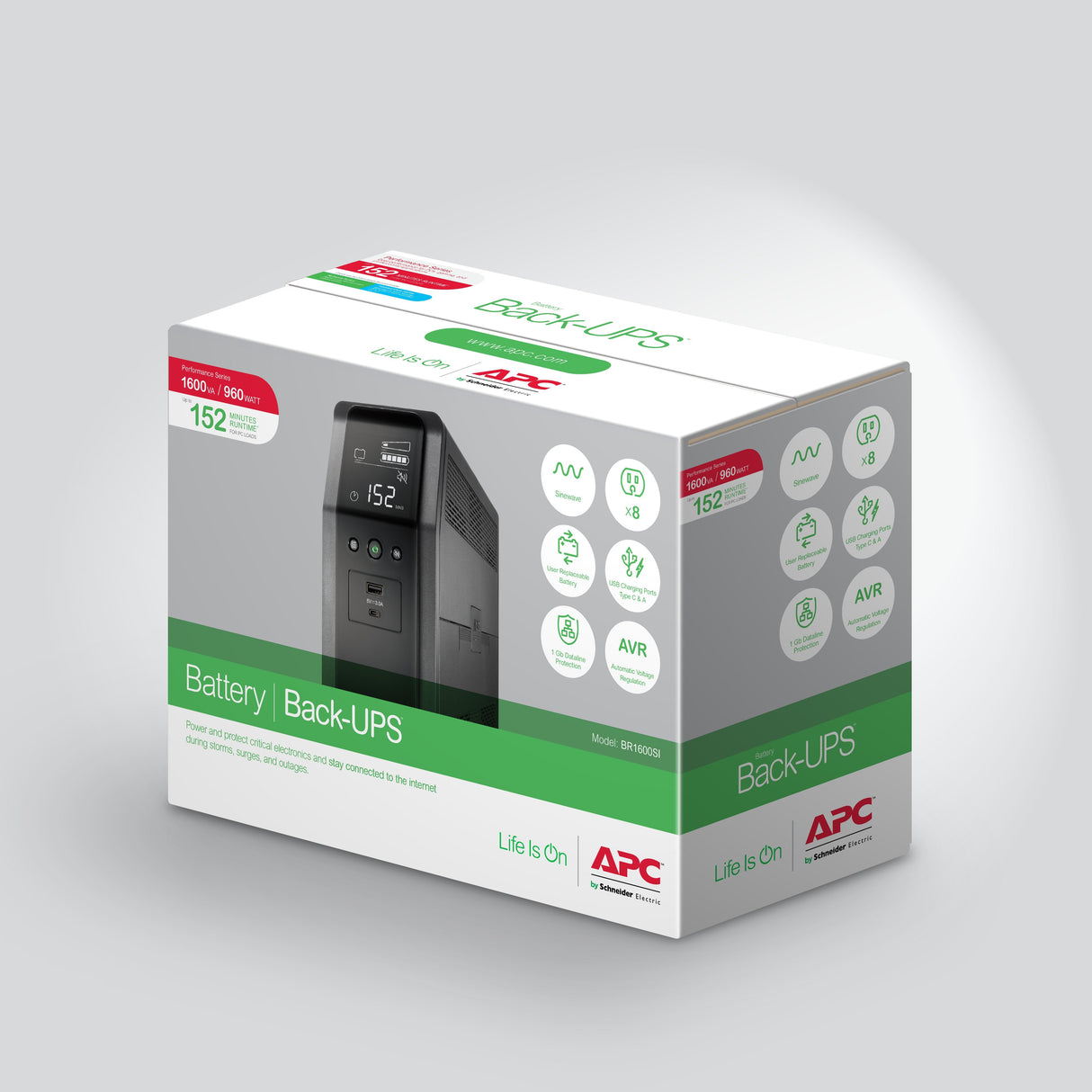 Apc Br1600si Sistema De Alimentación Ininterrumpida (Ups) Línea Interactiva 1,6 Kva 960 W 8 Salidas Ac