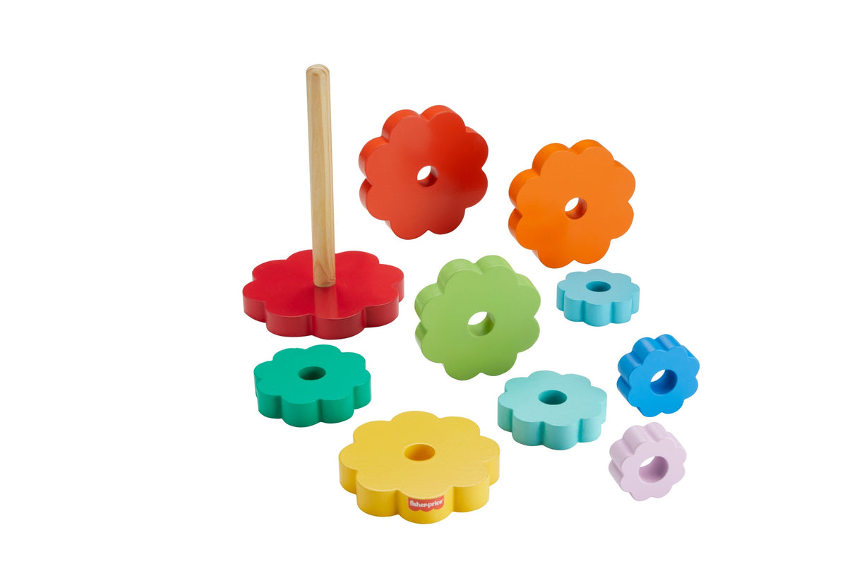 Juego De Habilidad De Juguete Apilable Con Anillos De Madera De Fisher-Price Hxt77