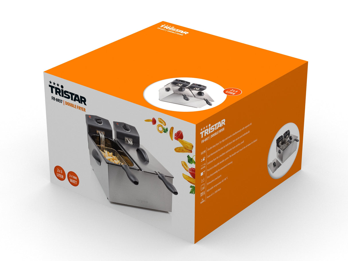 EAN 8713016008787 - Tristar FR-6937 freidora Doble 6 L Independiente 3600 W Negro, Acero inoxidable imagen 8