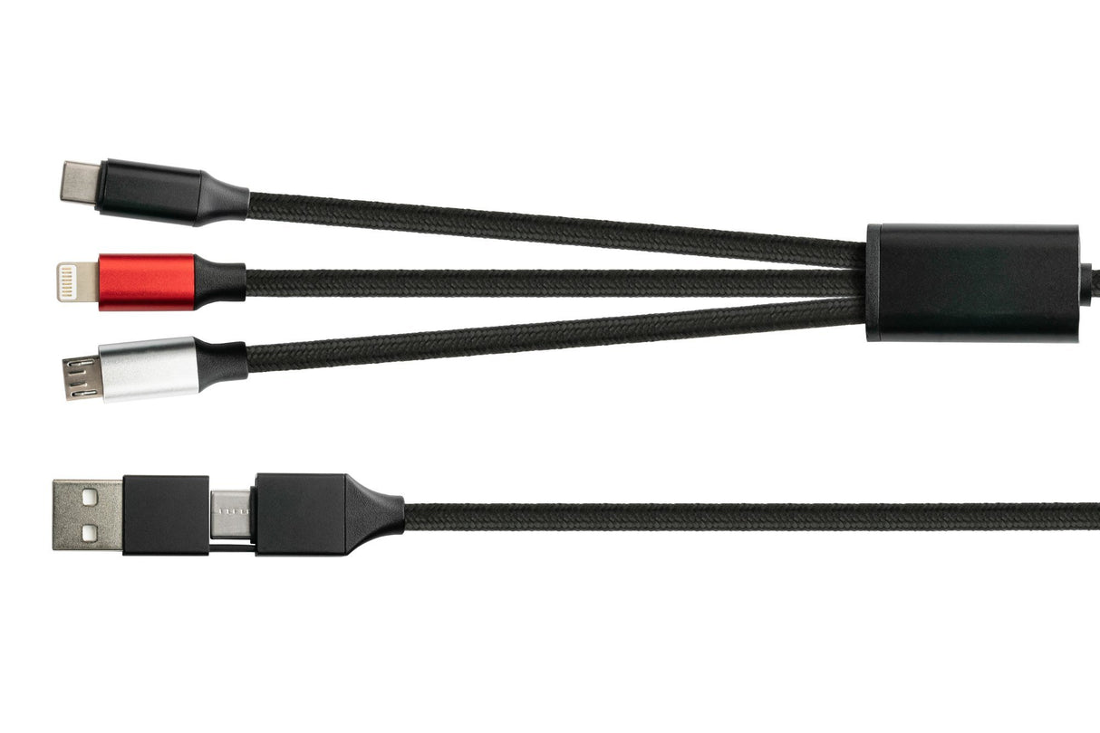 EAN 4014619880966 - Python PY-USB001S cable USB 1,2 m USB A/USB C USB C/Micro-USB B/Lightning Negro imagen 1