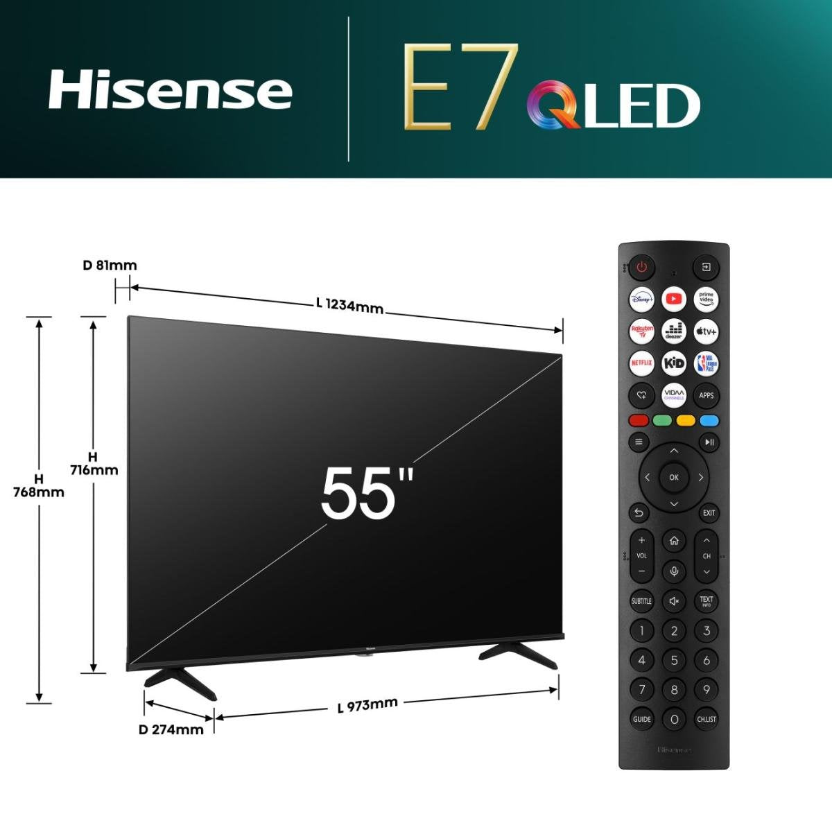 EAN 6942351402475 - Hisense 55E7NQ 139,7 cm (55") 4K Ultra HD Smart TV Wifi Negro 330 cd / m² imagen 2