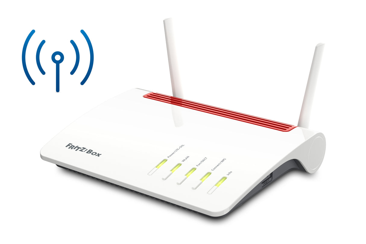 EAN 4023125028182 - Box FRITZ! 6890 LTE INT router inalámbrico Gigabit Ethernet Doble banda (2,4 GHz / 5 GHz) 4G Rojo, Blanco imagen 1